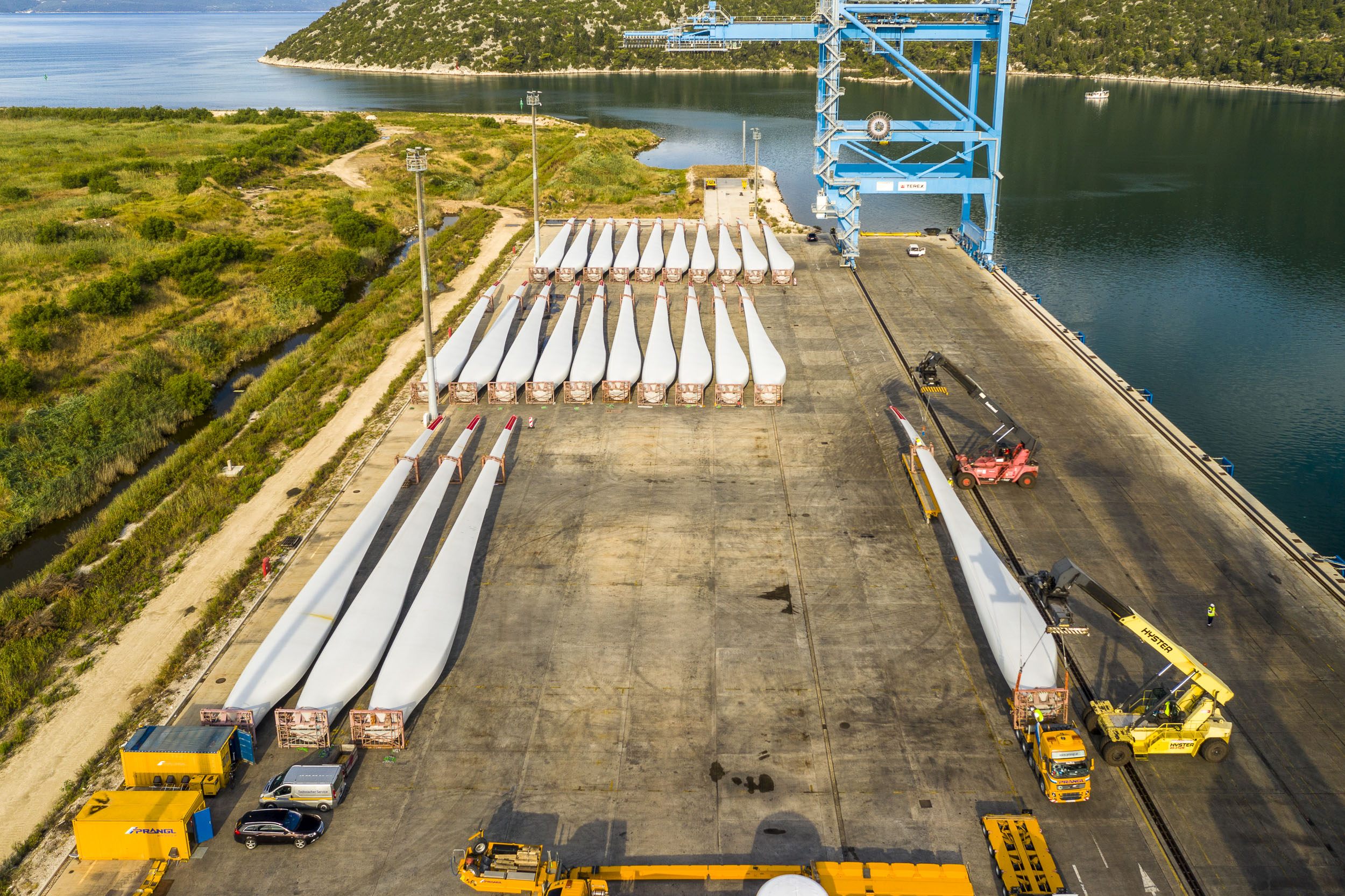 Zwischenlagerung von Rotorblättern